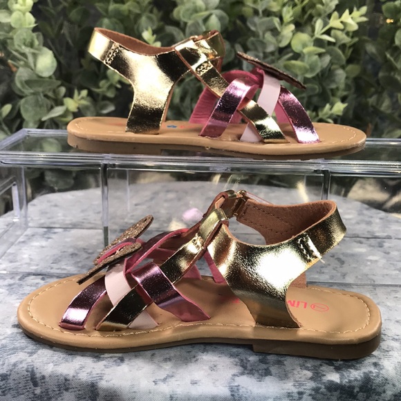 Limited Too Butterfly Sandals Metallic Pink & Gold Little Girls 5,6,7 💖NWOT💖 - Picture 4 of 8